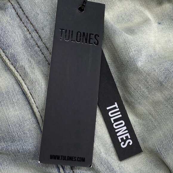 Tulones Men's Stacked Distressed Flare Jeans Light Blue Size 42 – NWT - Picture 8 of 8